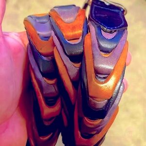 2/$30 Vintage colorful braided leather belt in purple black and brown size S